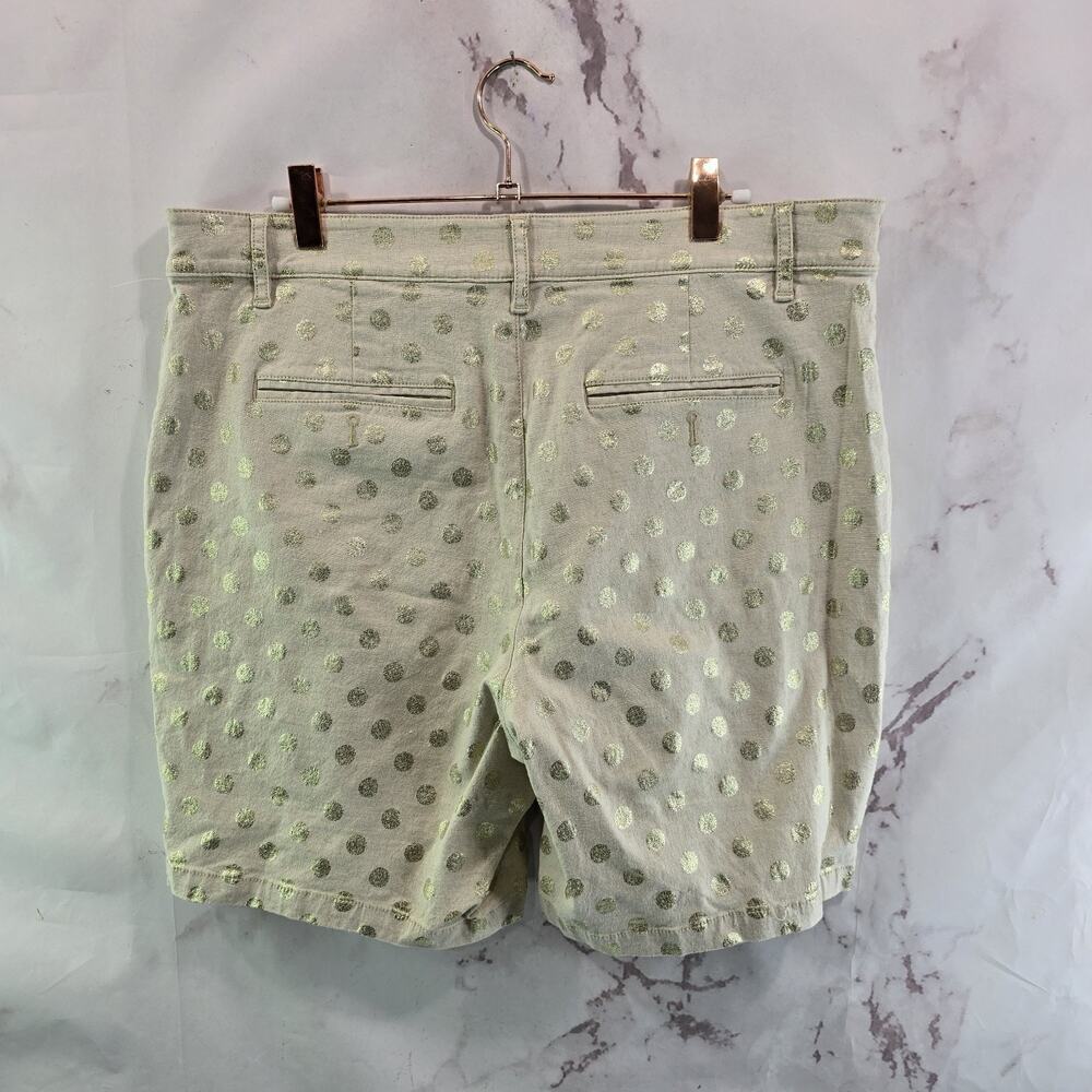 By Anthropologie Shorts Womens 28 High Rise Hold Polka Dot Chino Linen Metallic